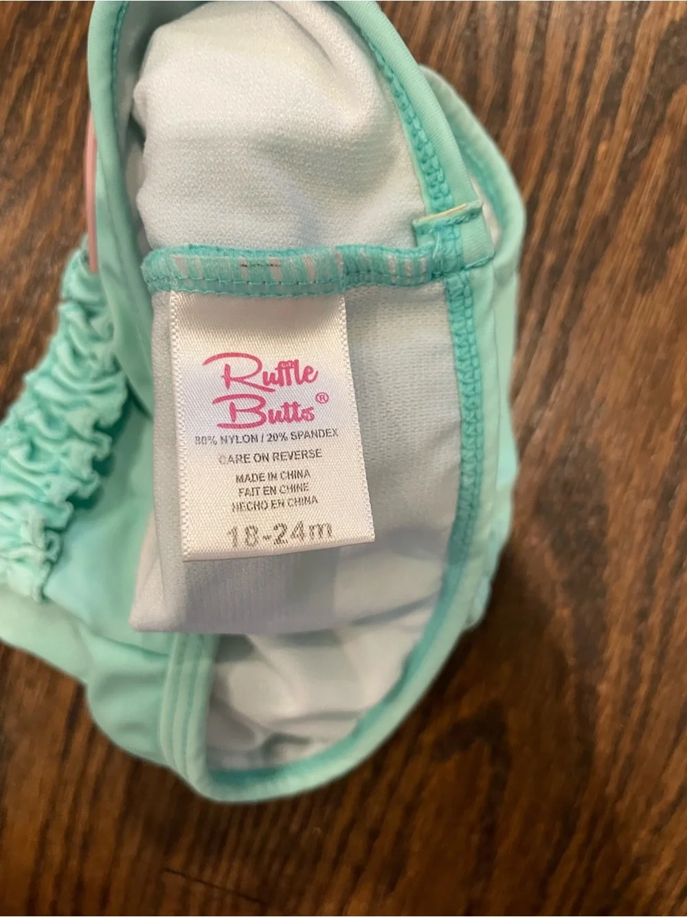 Ruffle Butts Aqua Floral Long-Sleeve Rashguard Set with Pink Accents